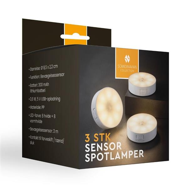 Sensor spotlamper - 3 stk.